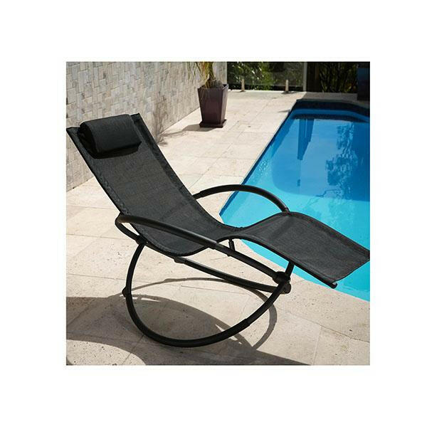 Zero Gravity Portable Foldable Rocking Chair Recliner Black.