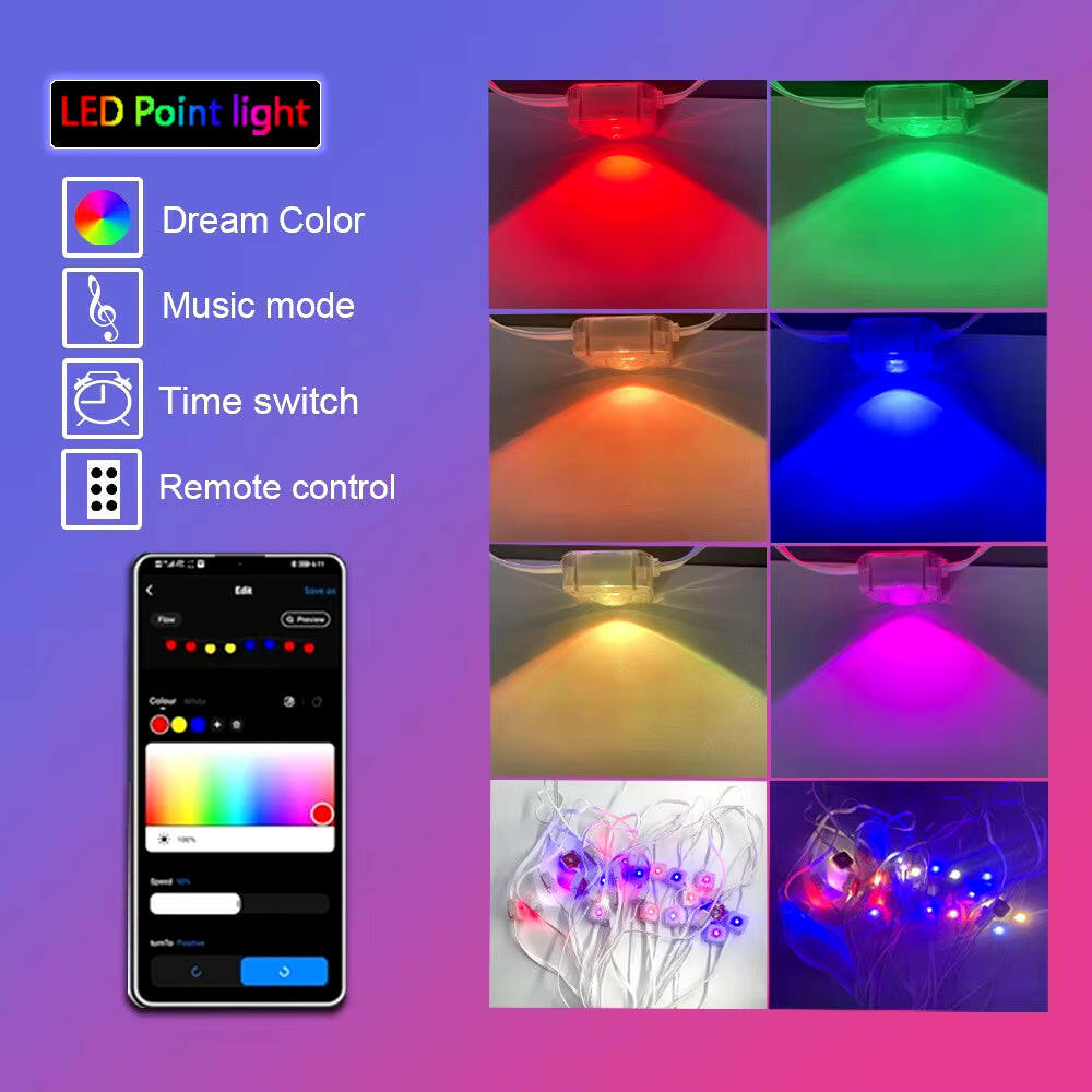 45M RGB Eaves LED Lights Permanent Outdoor Lights String APP Bluetooth Light Strip Scene Modes Full House Party Wedding Light.