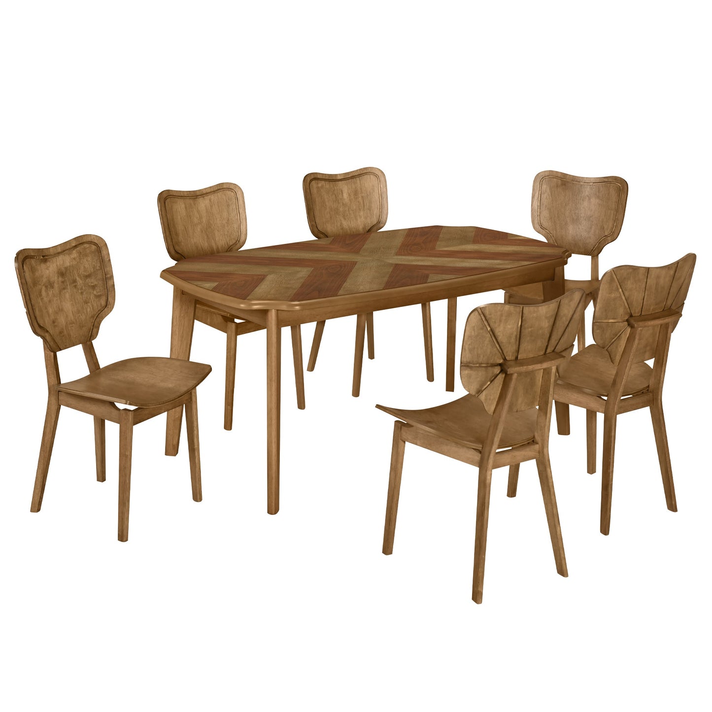 Vintage 7-Piece Dining Table Set with 6 Dining Chairs,Kitchen Table