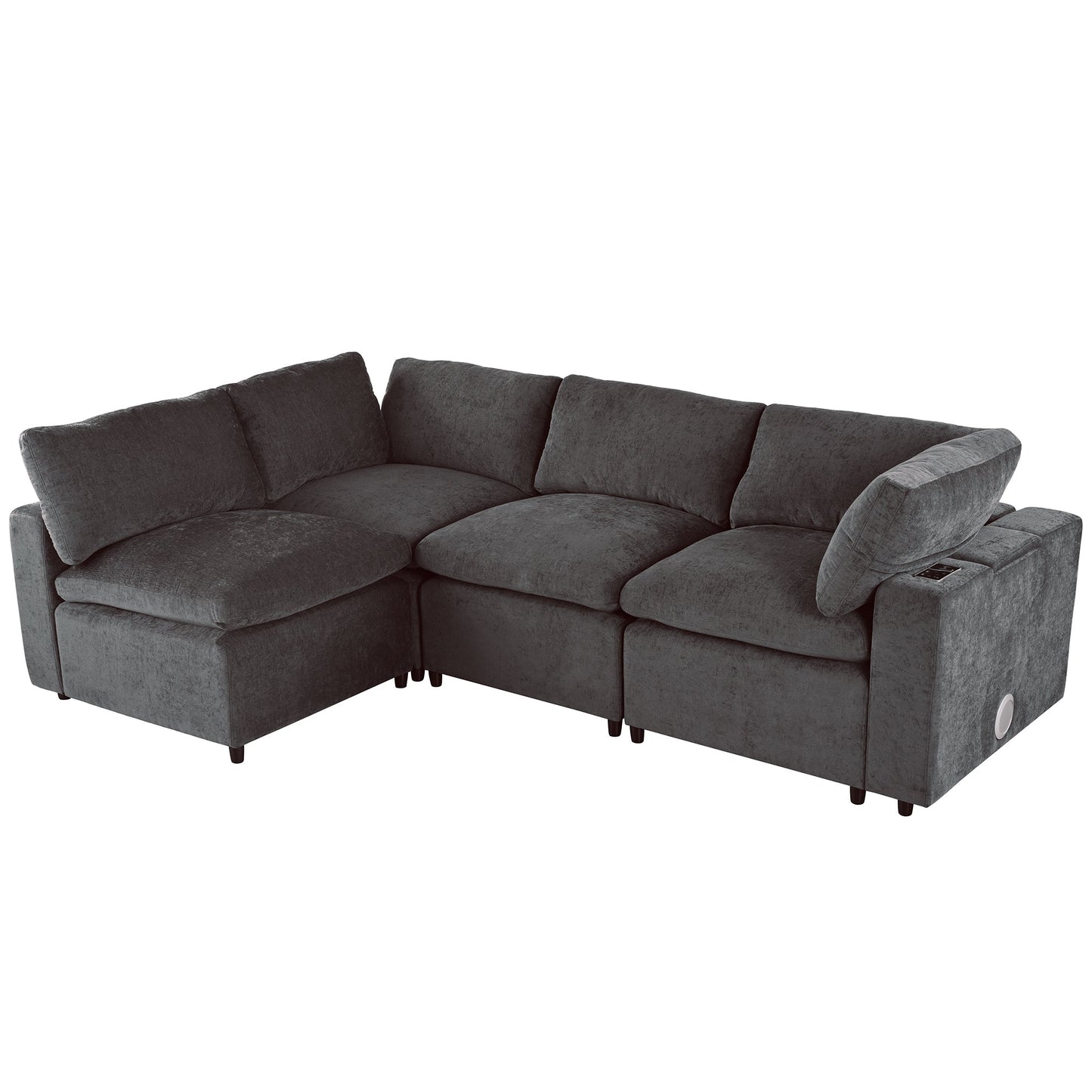 Upholstered Modular Sofa with  with Storage Space, USB Charge