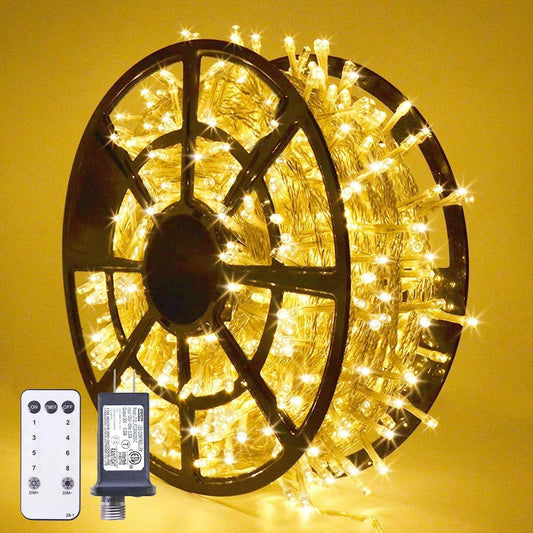 168FT 600 LED Christmas Lights Outdoor Waterproof 8 Modes Indoor Christmas String Lights Warm White Christmas Tree Lights Plug in for Room Bedroom Wedding Party Holiday Decorations..