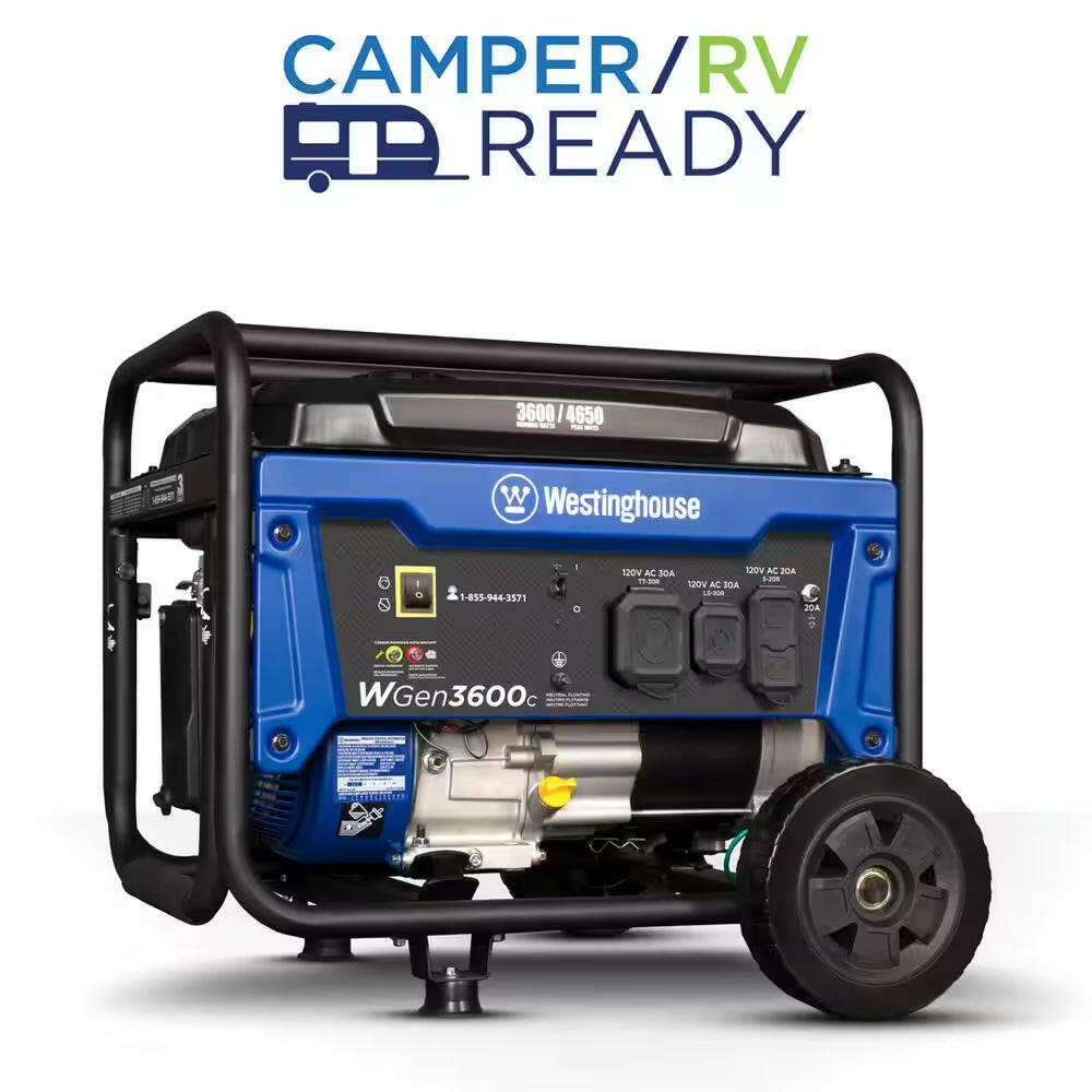 4,650/3,600-Watt Gas Powered Portable Generator with Recoil Start.