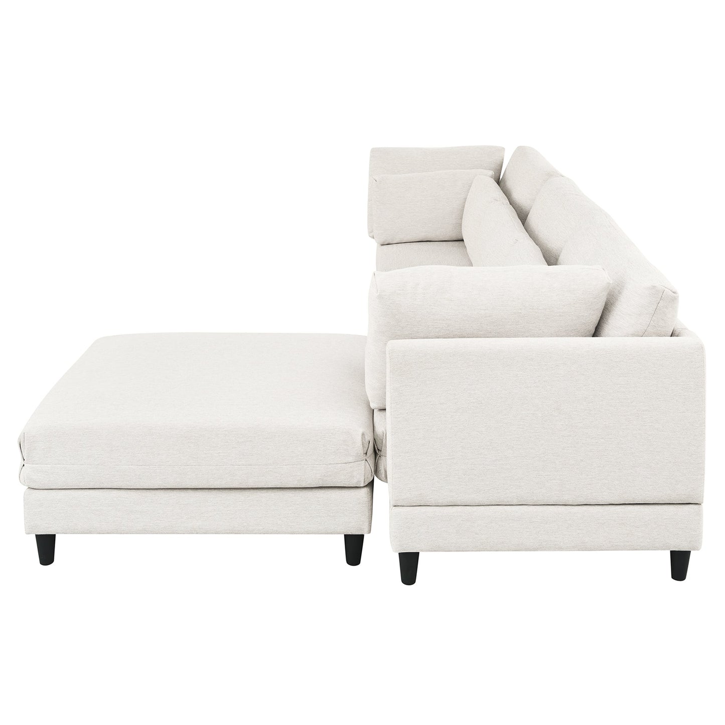 Modern Modular Sectional Sofa with Movable Ottoman, 110 Inch 4 Seat