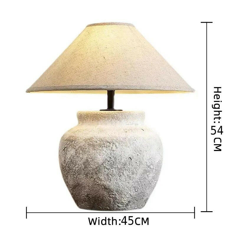 Antonio Japanese Grey Clay Stone Lamp.