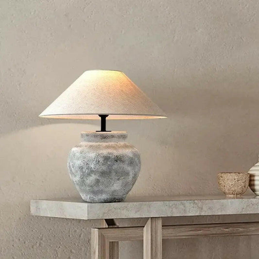 Antonio Japanese Grey Clay Stone Lamp.