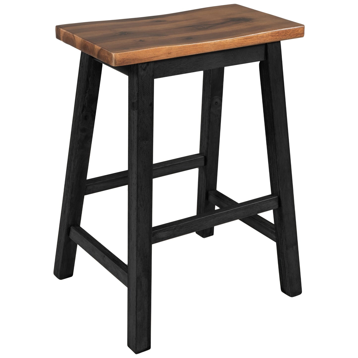 Farmhouse Rustic 2-piece Counter Height Wood Kitchen Dining Stools for