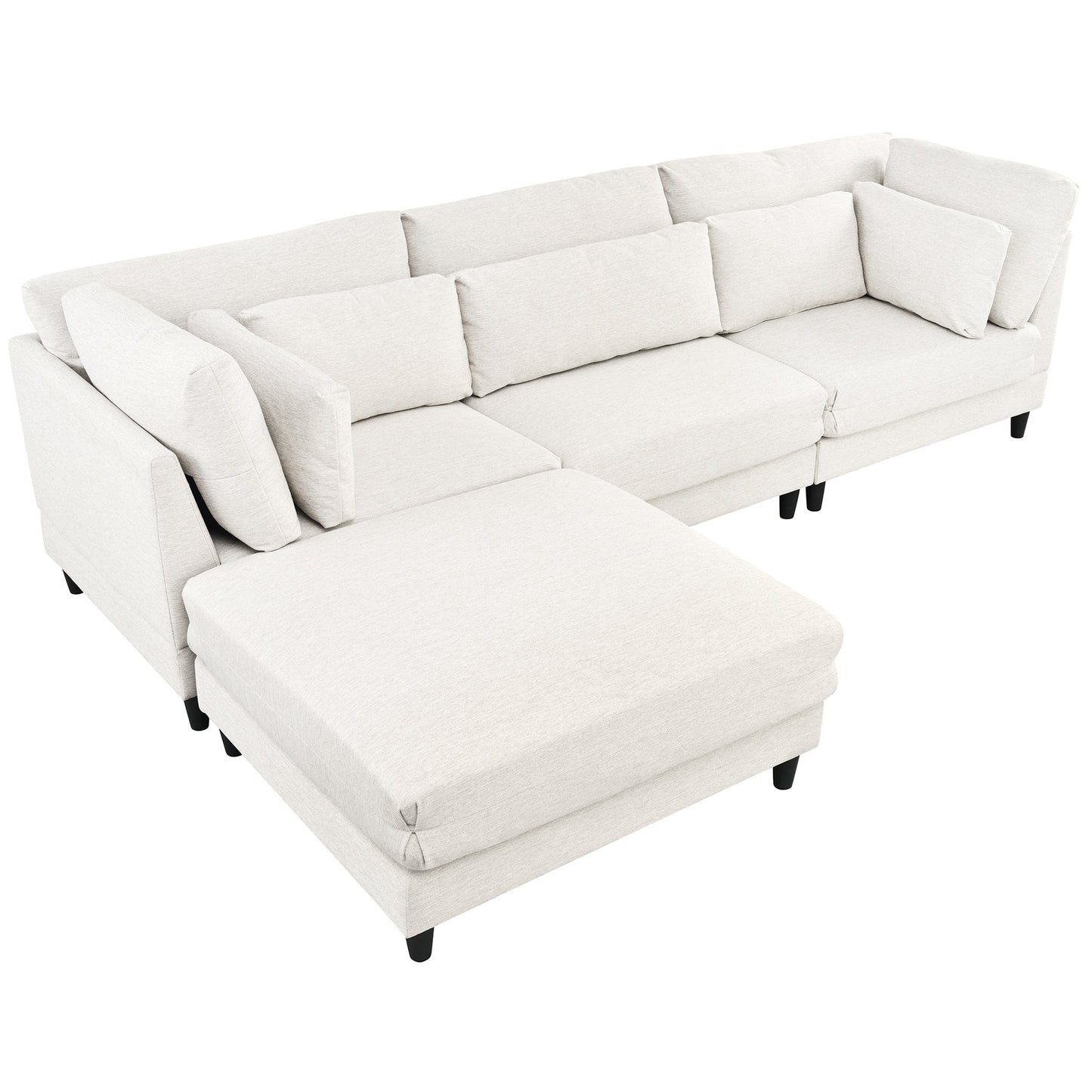 Modern Modular Sectional Sofa with Movable Ottoman, 110 Inch 4 Seat