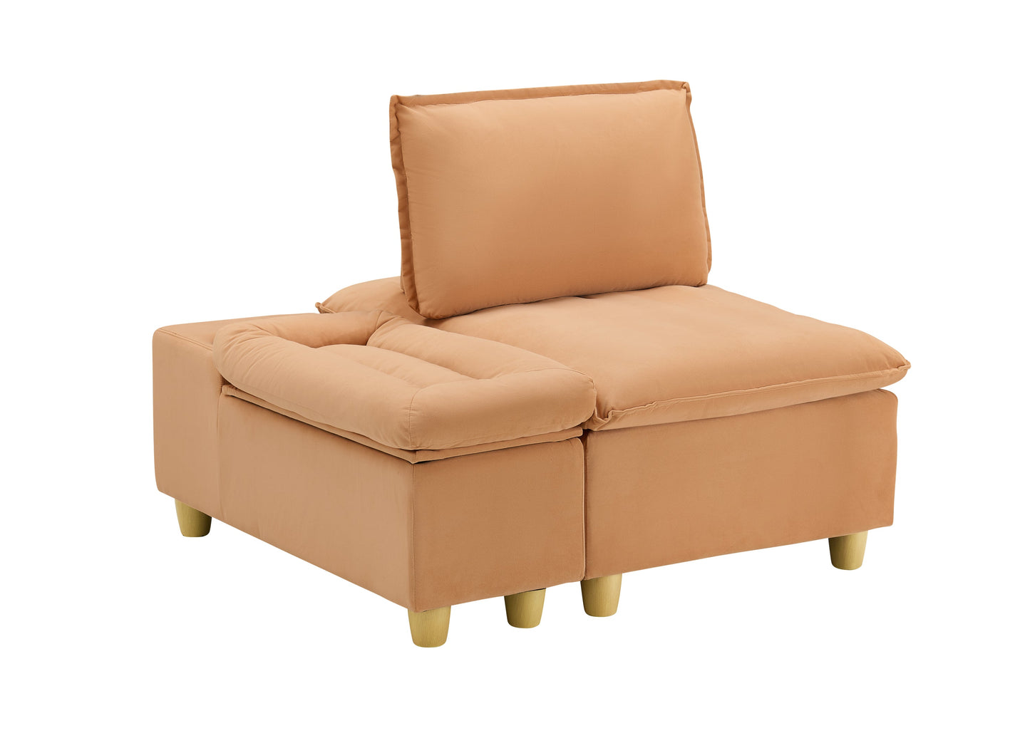 44.29-inch pumpkin-colored flannel single sofa with a movable storage