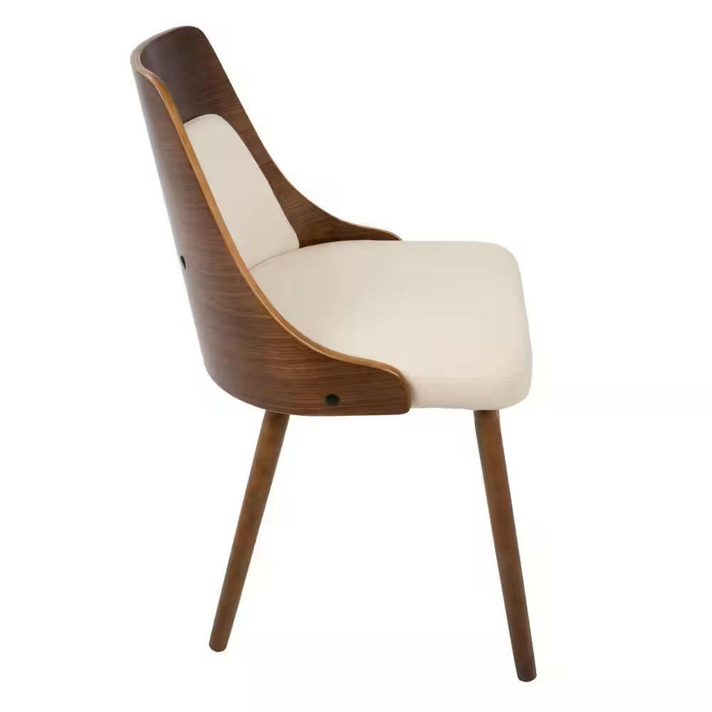 Anabelle Mid-Century Walnut and Cream Modern Dining Chair.