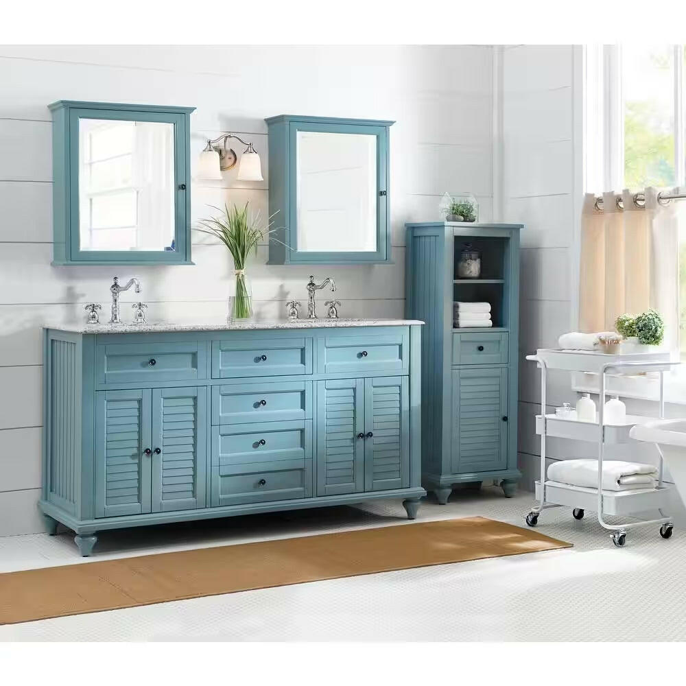 Hamilton 18 In. W X 14 In. D X 52.5 In. H Blue Freestanding Linen Cabinet.