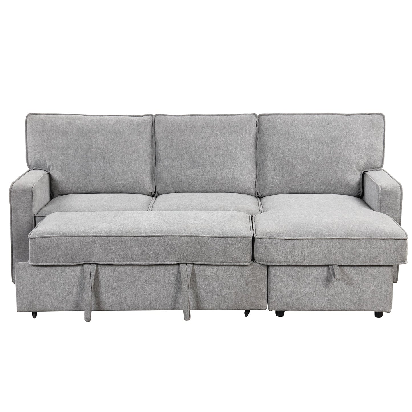 Upholstery Sleeper Sectional Sofa with Storage Space, USB port, 2 cup