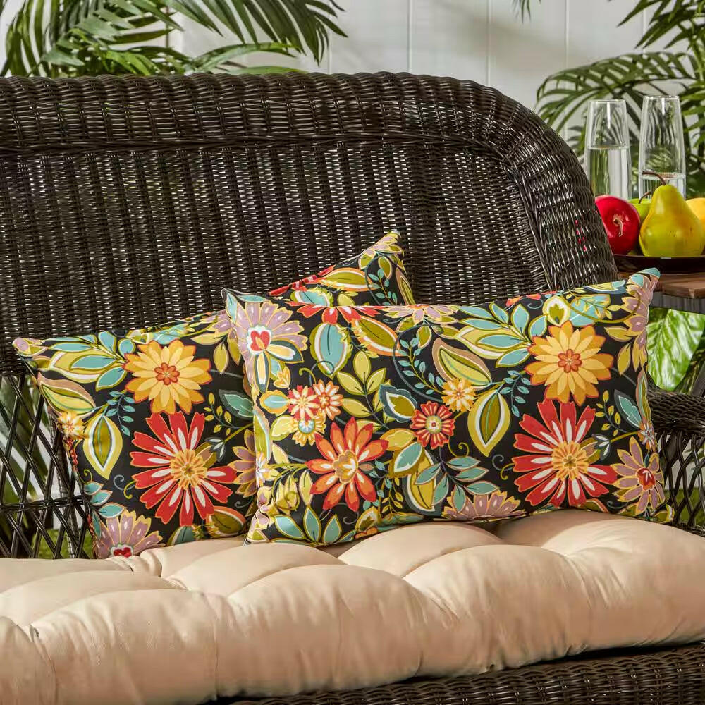 Jungle Floral Lumbar Outdoor Throw Pillow (2-Pack).