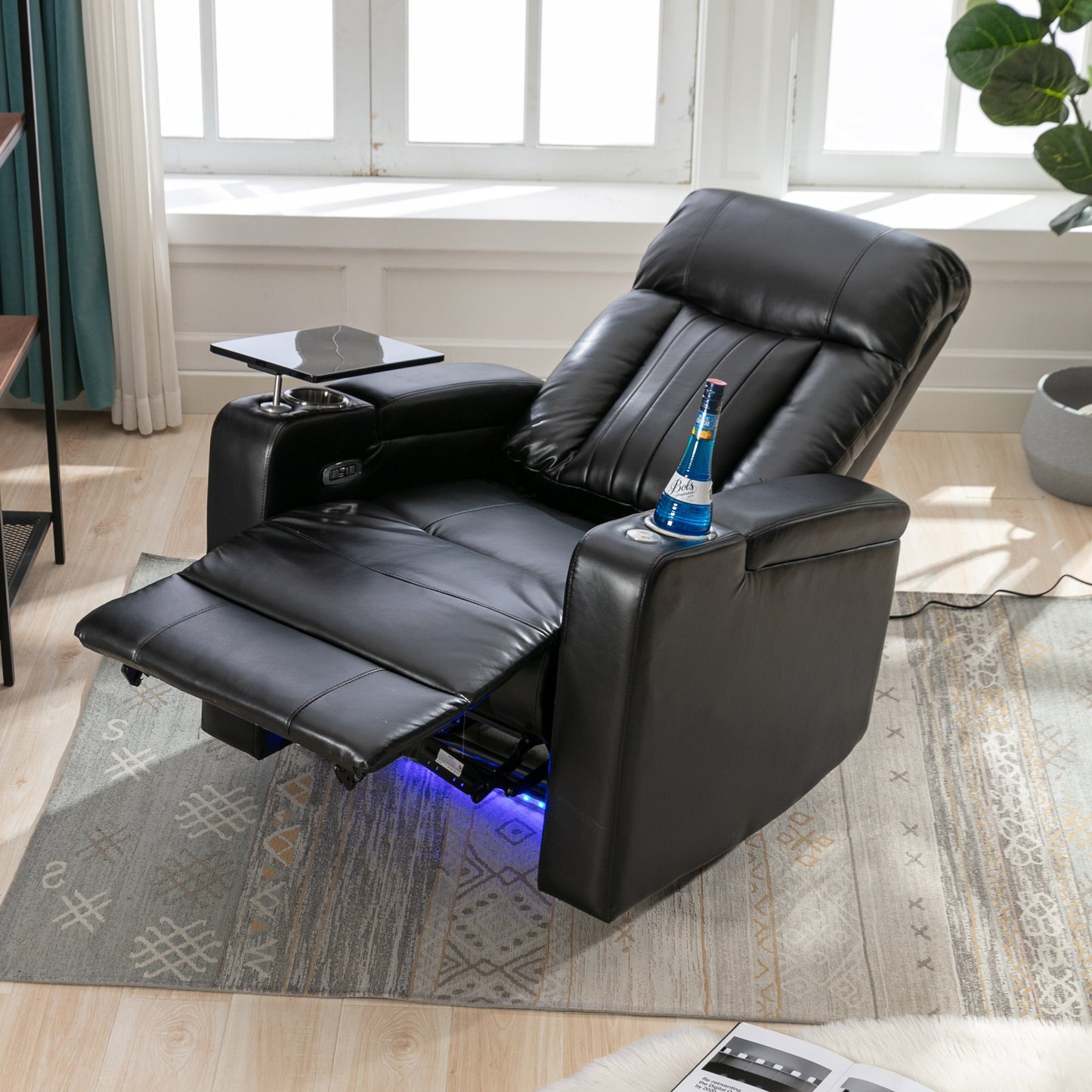 Premium Power Recliner with Storage Arms, Cupholders, Swivel Tray