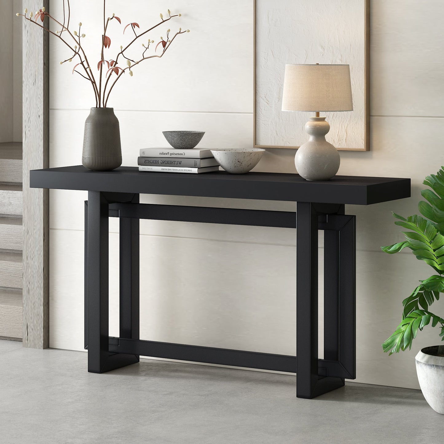 Contemporary Console Table with Wood Top, Extra Long Entryway Table