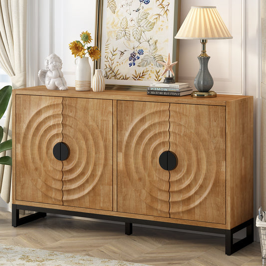 Storage Cabinet Sideboard Wooden Cabinet with Stunning Water Wave Door