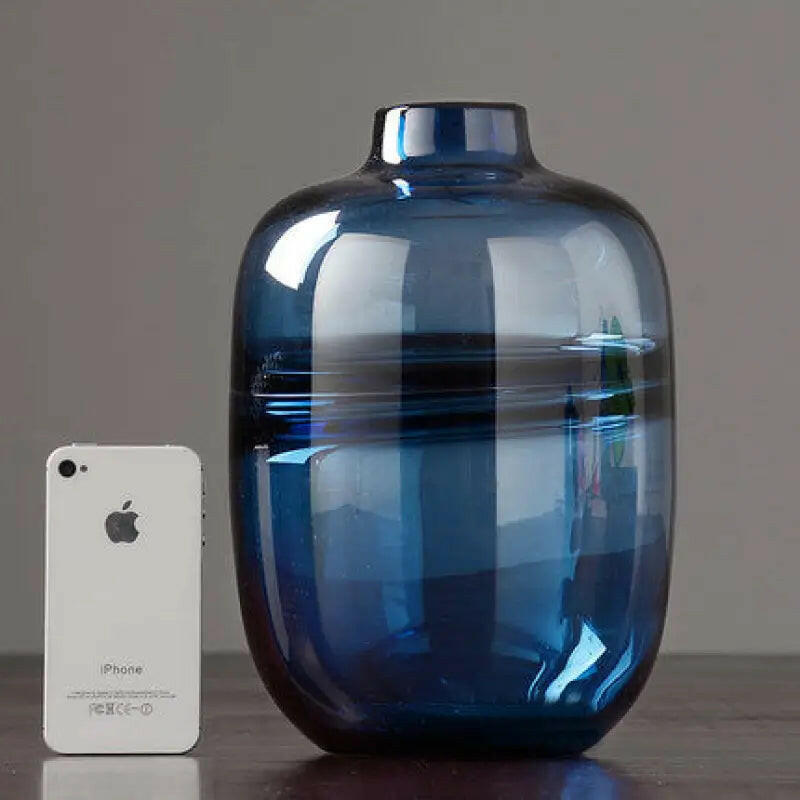 Blue Transparent  Glass Vase.