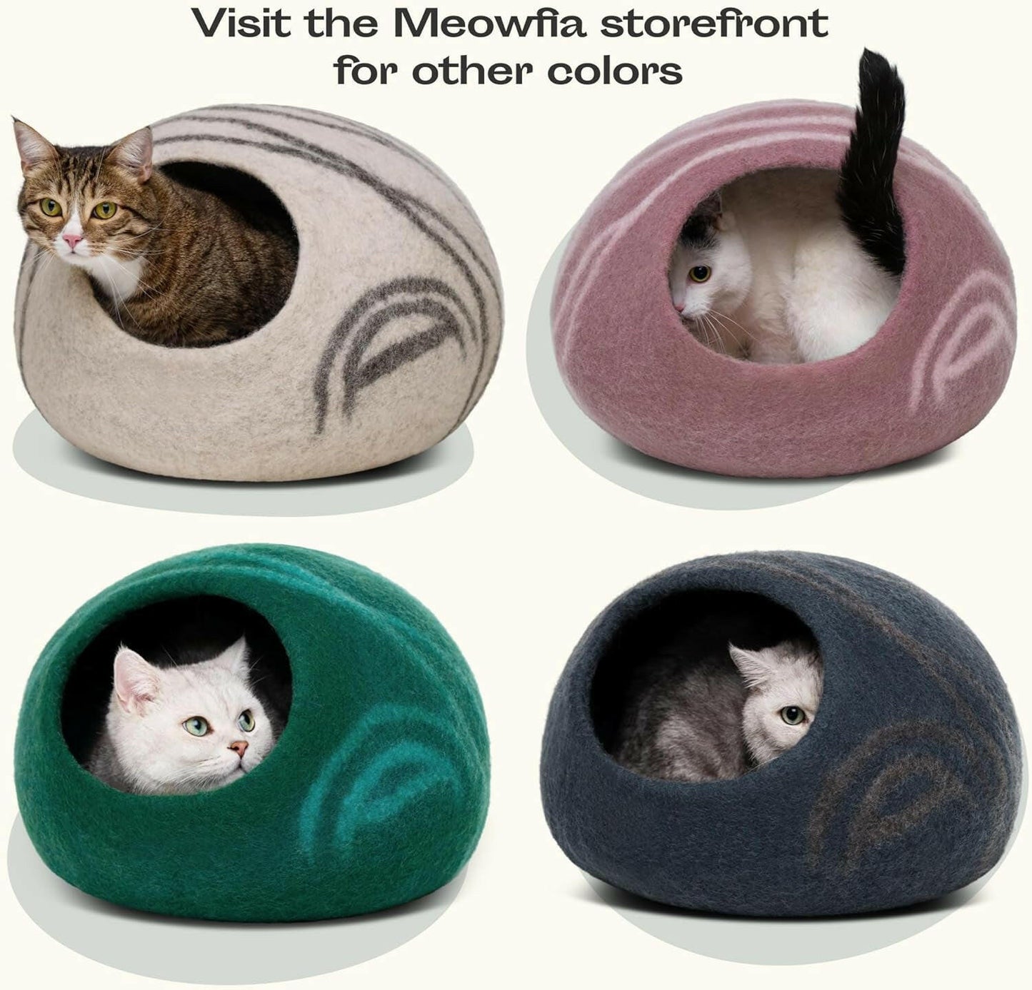 Cat Cave – Premium Felt Cat Bed for Indoor Cats, Handmade 100% Merino Wool (Light Shades) (Medium, Aquamarine).