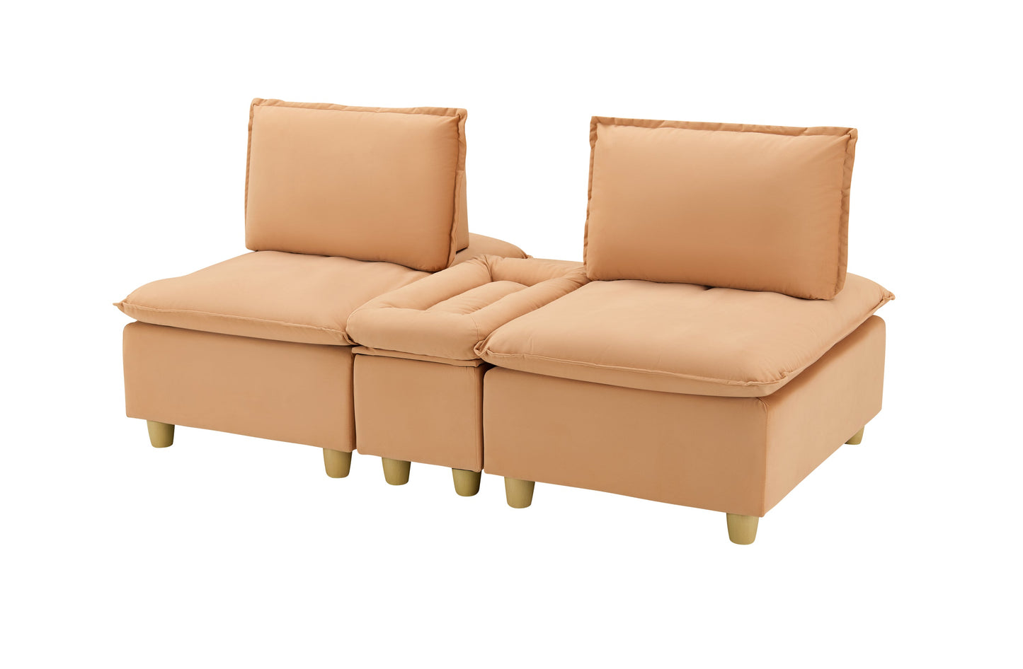 74-inch fashionable and minimalist double-seater pumpkin-colored