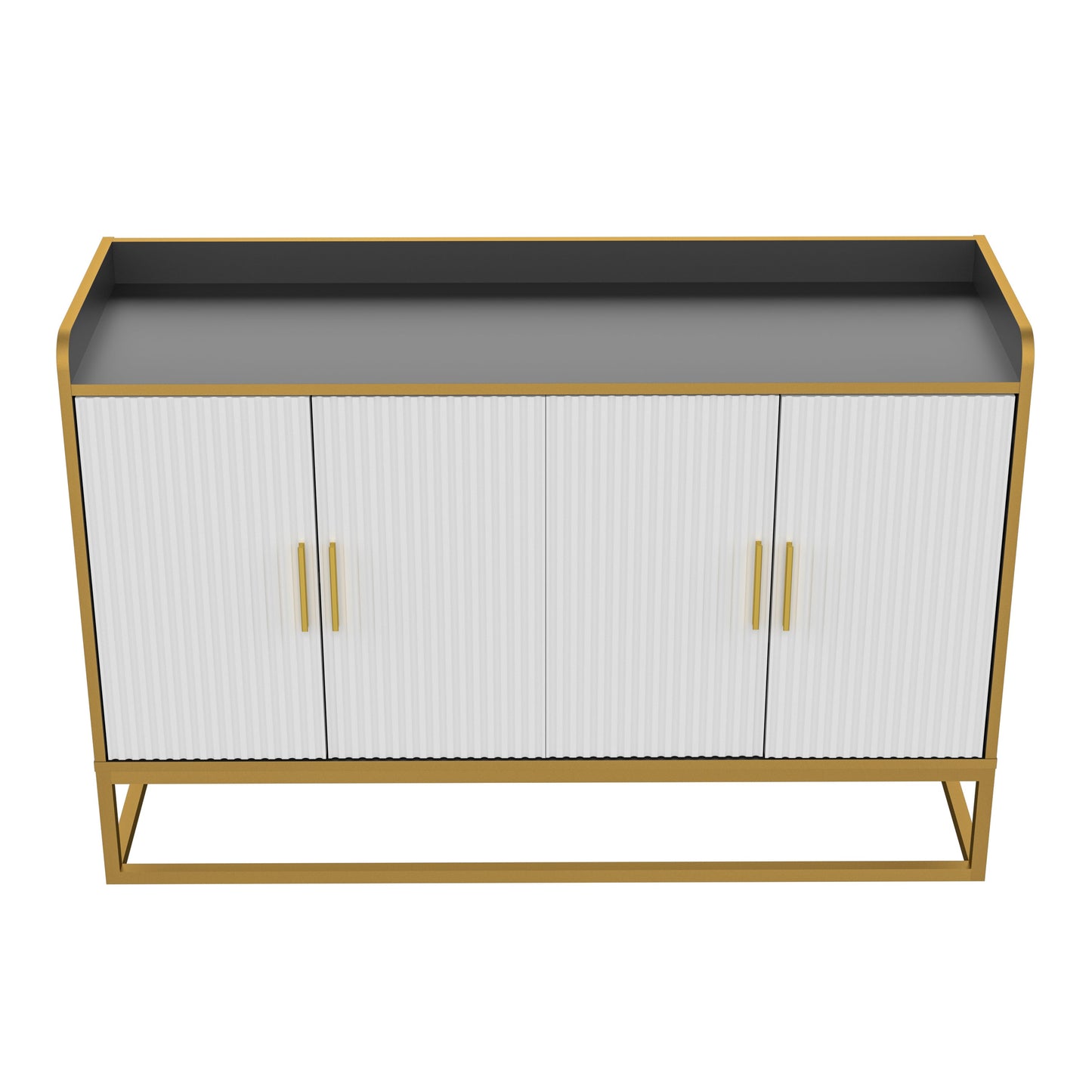 Modern Kitchen Buffet Storage Cabinet Cupboard Gloss with Metal Legs