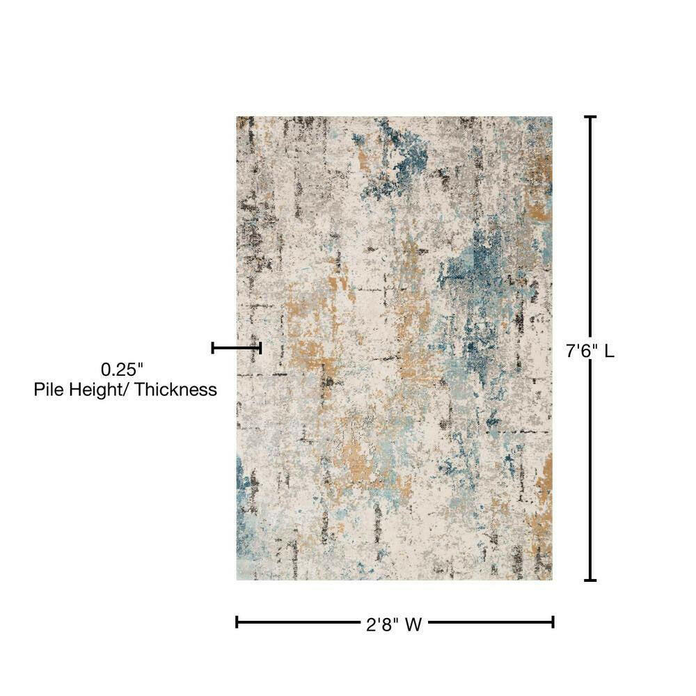 Alchemy Stone/Slate 2 Ft. 8 In. X 7 Ft. 6 In. Contemporary Abstract Runner Rug.