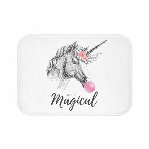 Unicorn Bubble Gum Life is Magical Bath Mat.