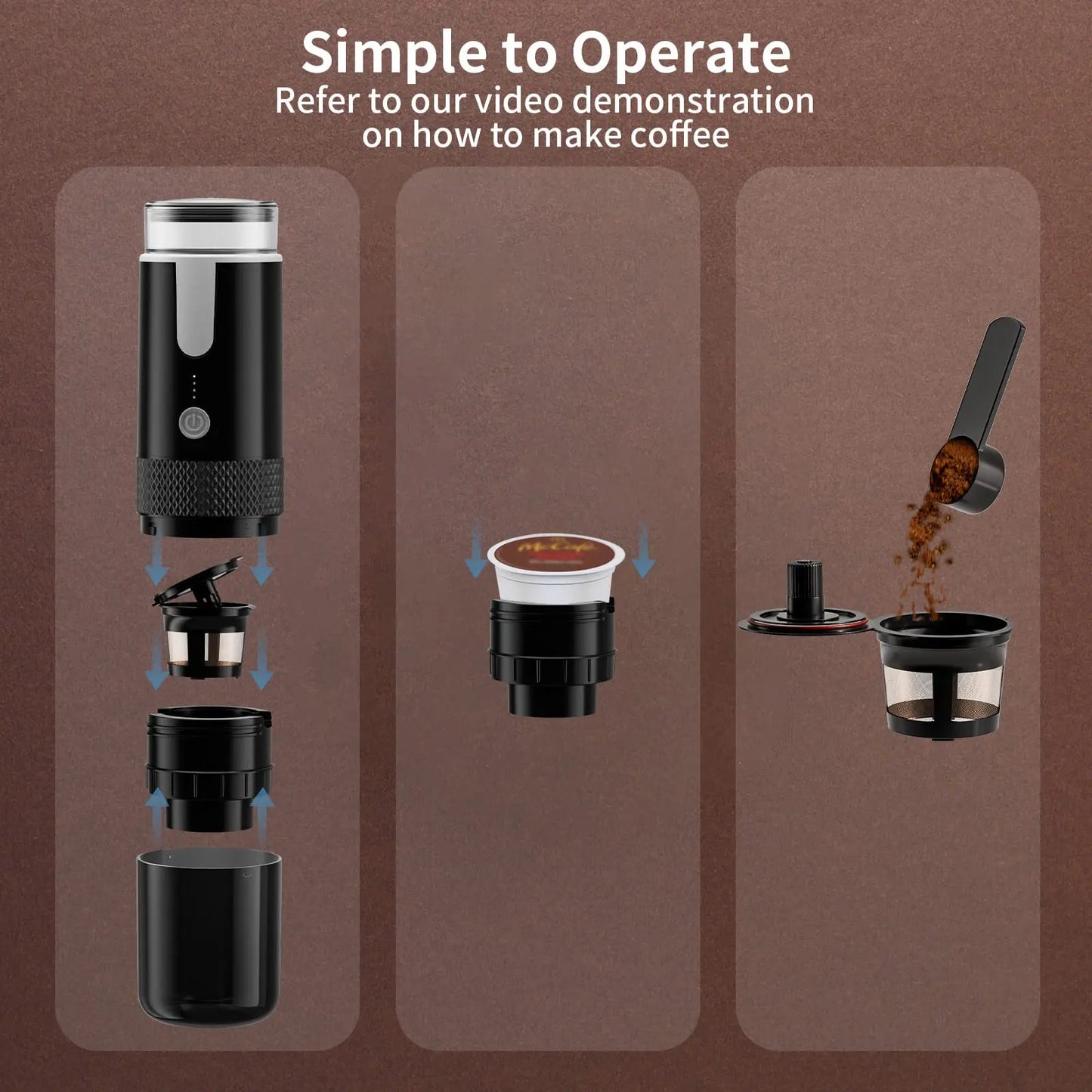 New Portable Coffee Machine Coffee Maker Electric Capsule Ground Coffee Brewer Fit for Coffee Powder and Coffee Capsul.