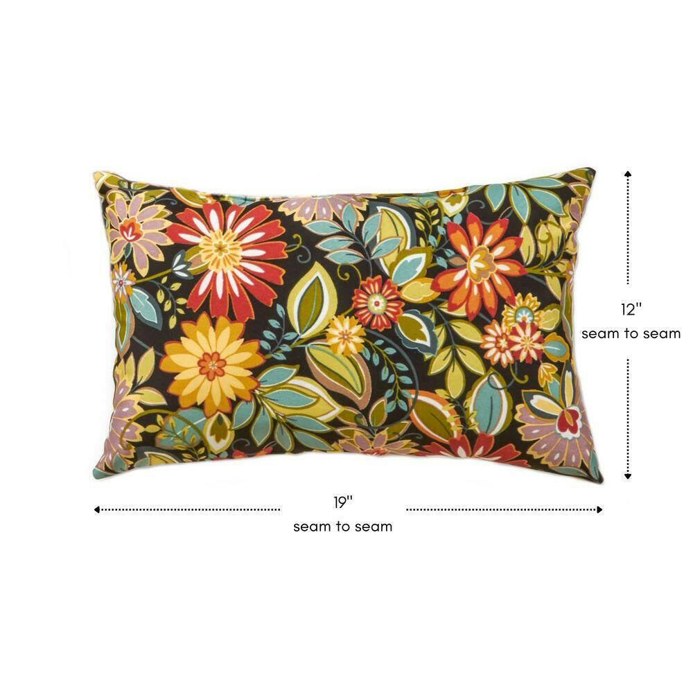 Jungle Floral Lumbar Outdoor Throw Pillow (2-Pack).