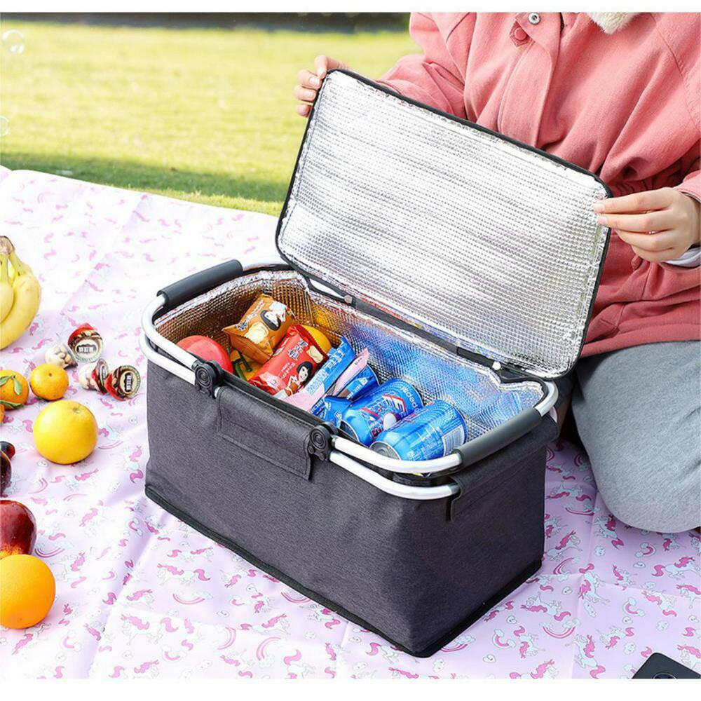 20 Qt. Large Insulated Foldable Soft-Side Cooler Bag for Camping, Picnic, Travel in Black.