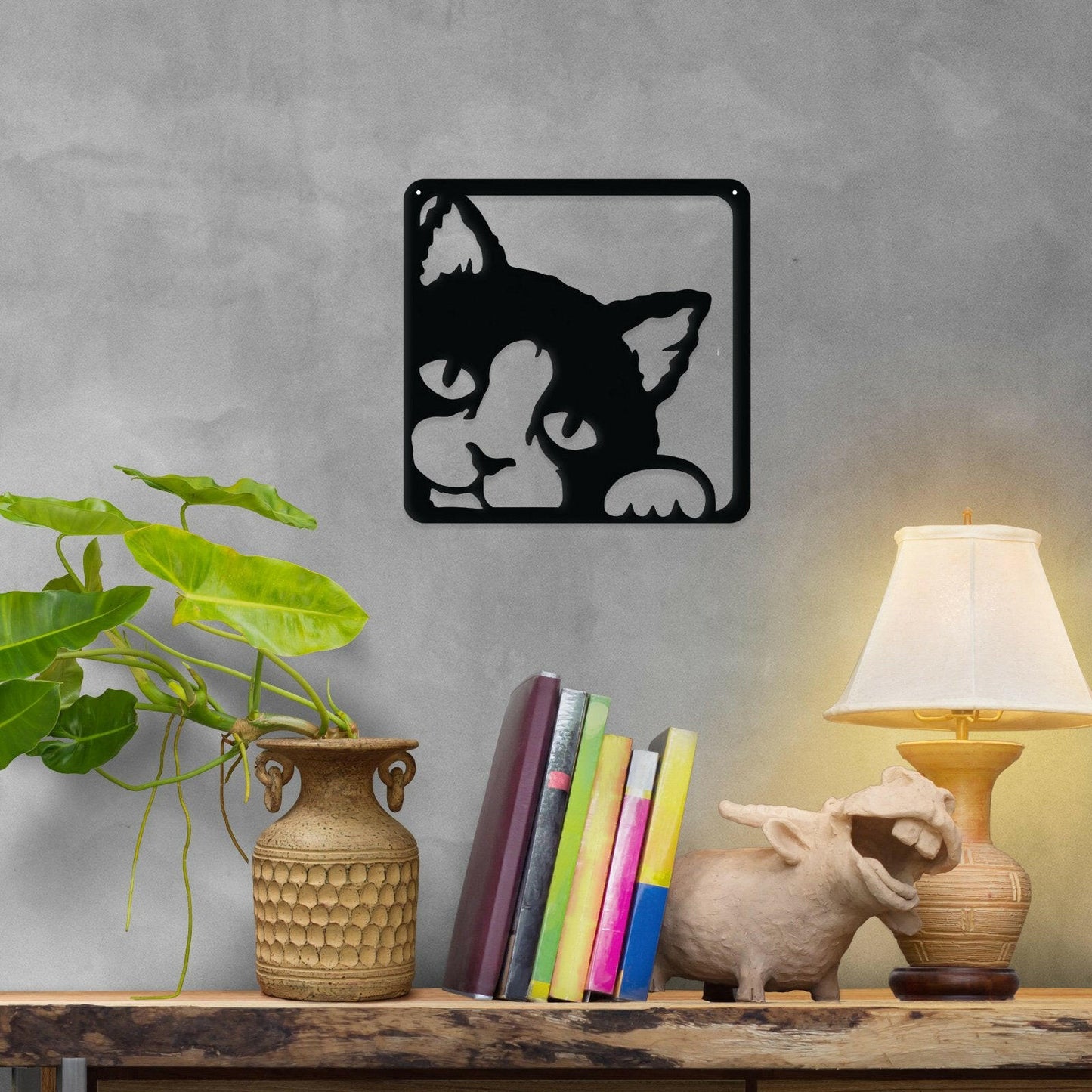 Peeking Kitty - Metal Wall Art/Decor.