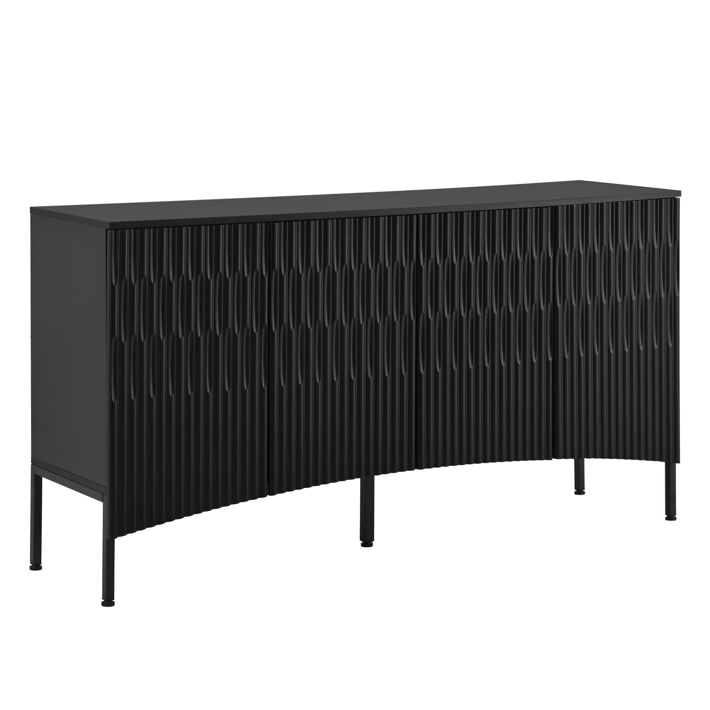 Elegant Sideboard Featuring Curved Bottom Doors with Arched Groove