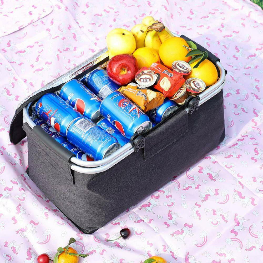 20 Qt. Large Insulated Foldable Soft-Side Cooler Bag for Camping, Picnic, Travel in Black.