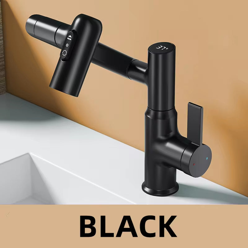 Digital Display LED Basin Faucet 360 Rotation Multi-Function Stream Sprayer Hot Cold Water Sink Mixer Wash Tap for Bathroom.