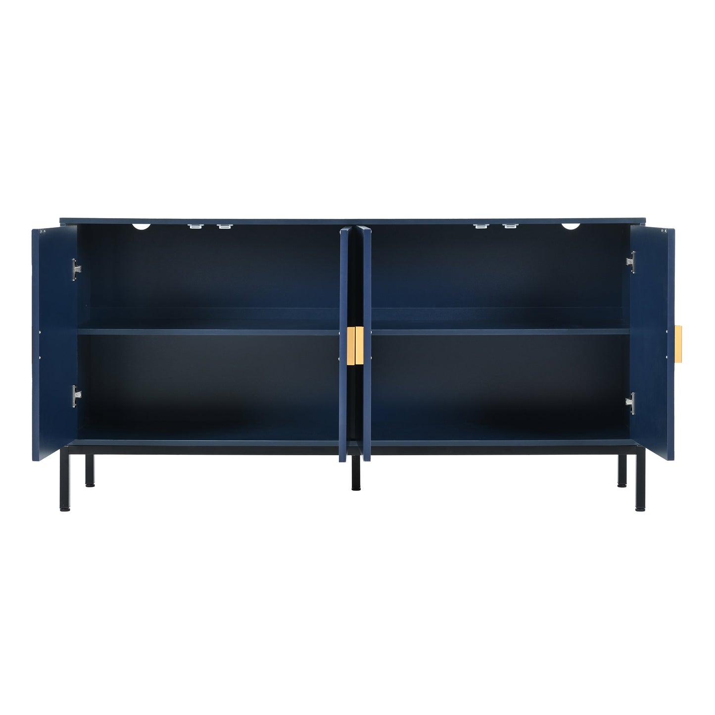 Exquisite Vertical-Striped Four-Door Sideboard with Sturdy Metal Legs