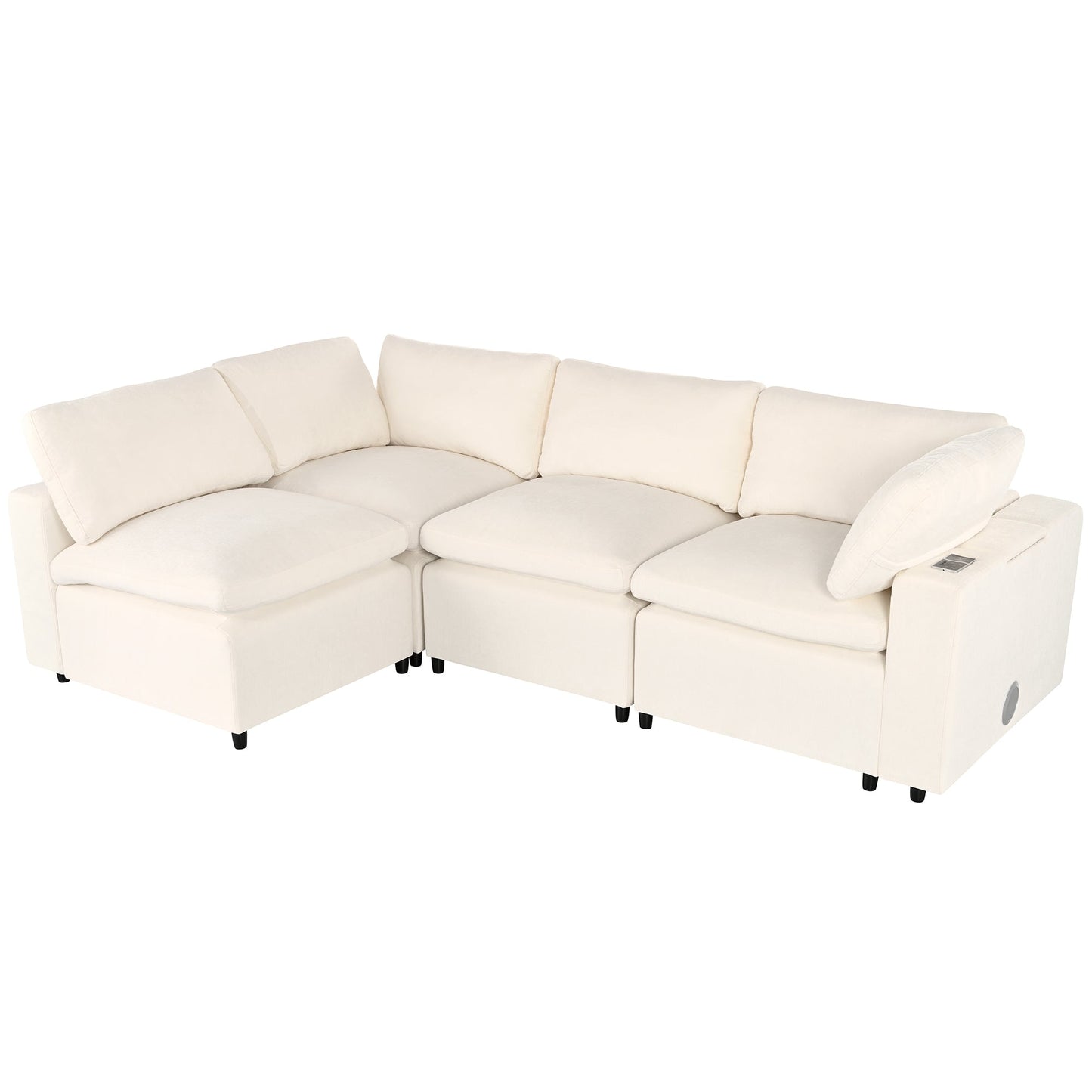 Upholstered Modular Sofa with  with Storage Space, USB Charge