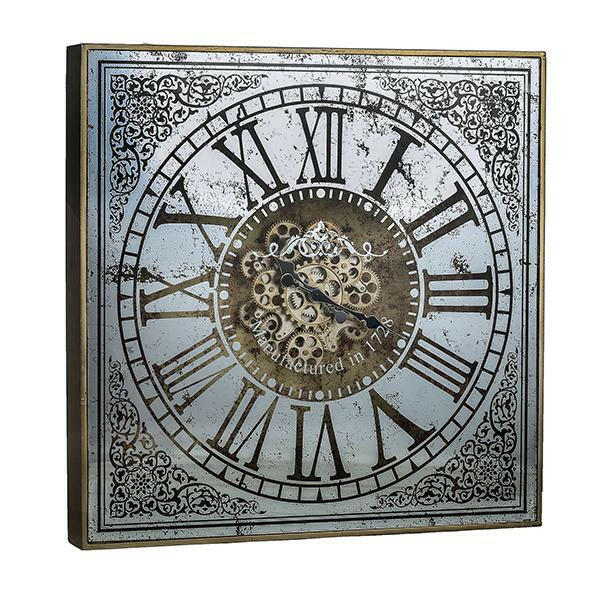 Large Square Mirror Wall Clock.