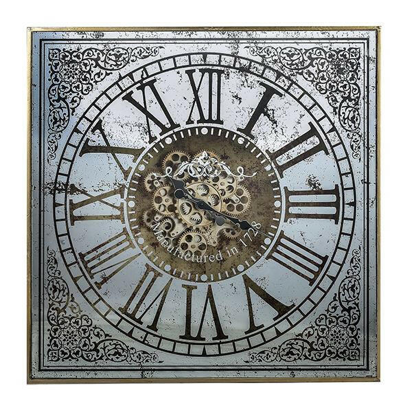 Large Square Mirror Wall Clock.