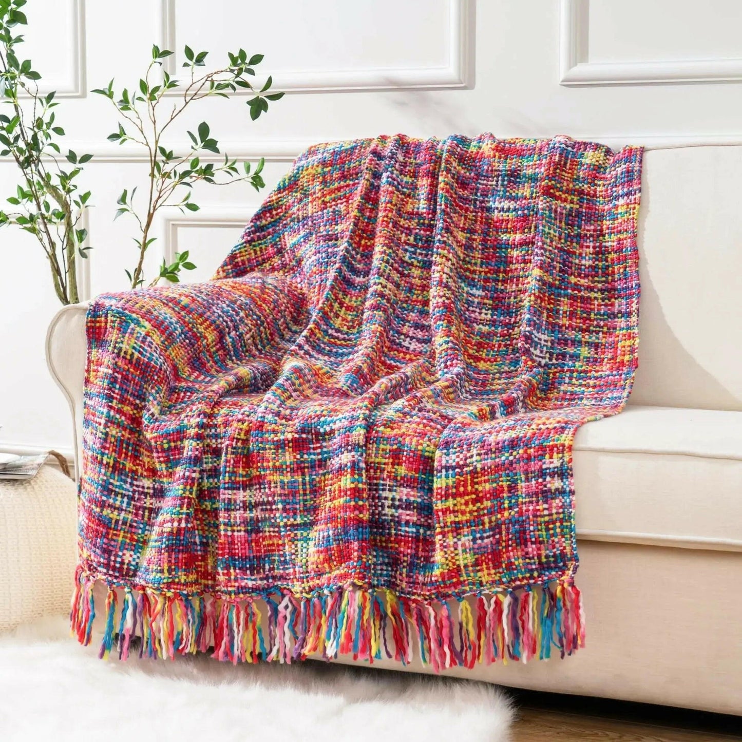 Colorful Woven Throw Blanket.