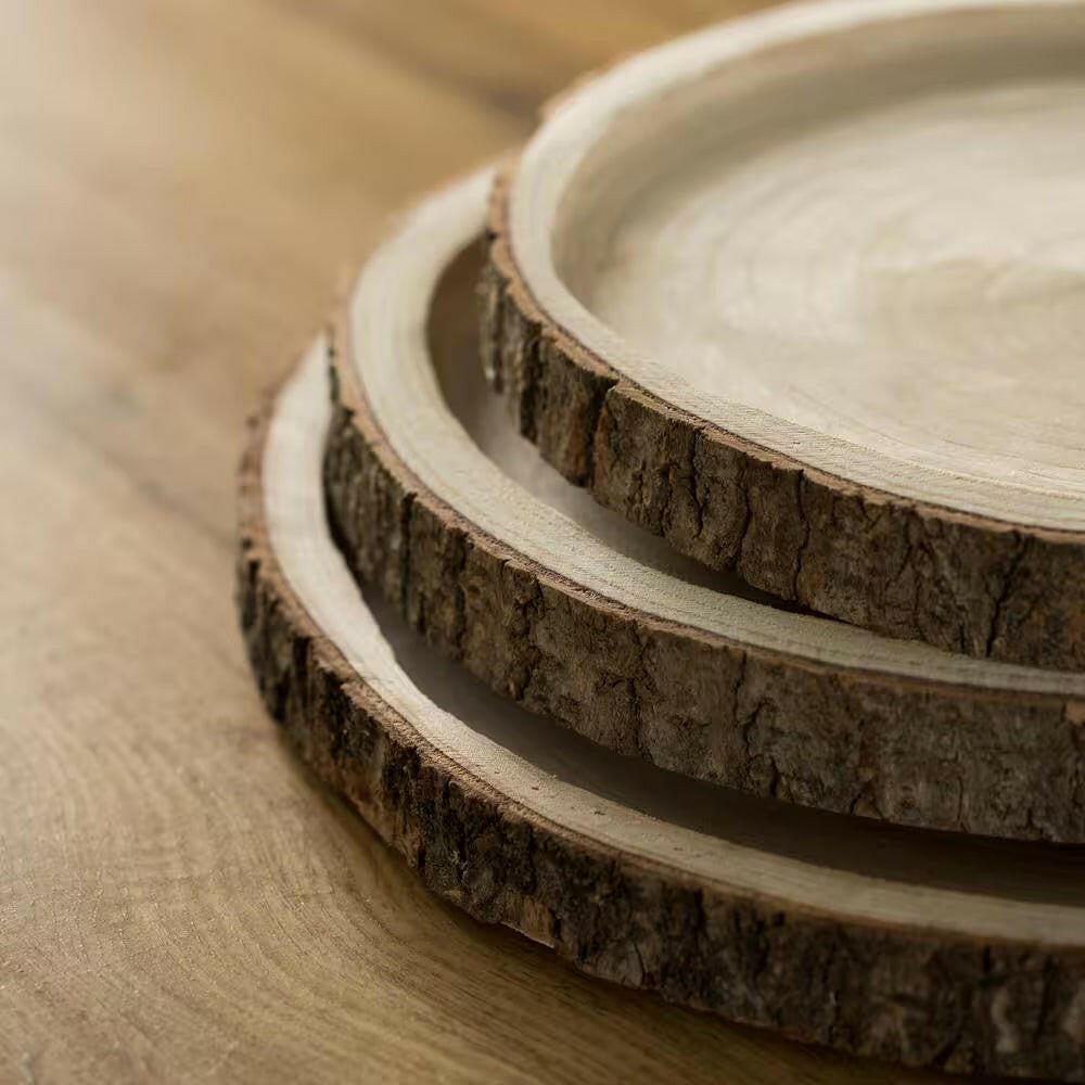 Natural Wooden Bark round Slice 16 In. Tray, Rustic Table Charger Centerpiece.