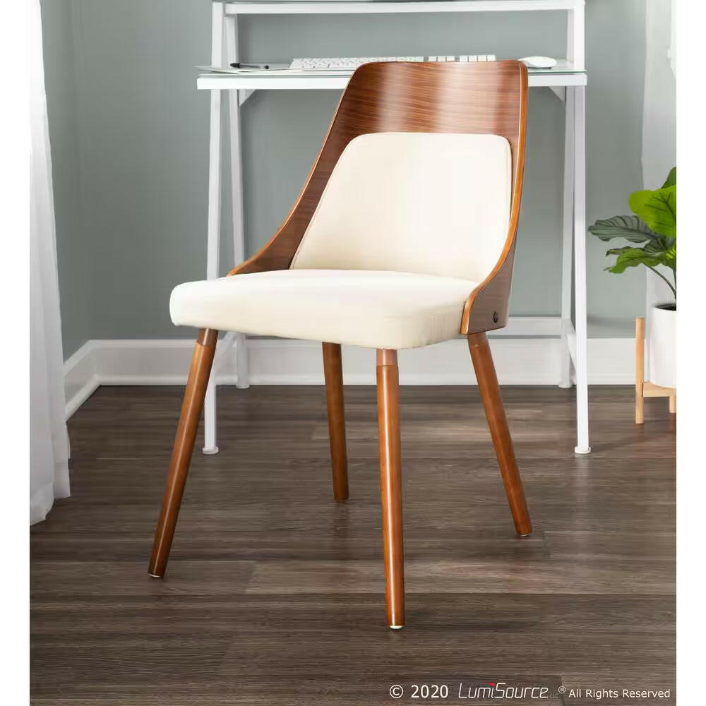 Anabelle Mid-Century Walnut and Cream Modern Dining Chair.