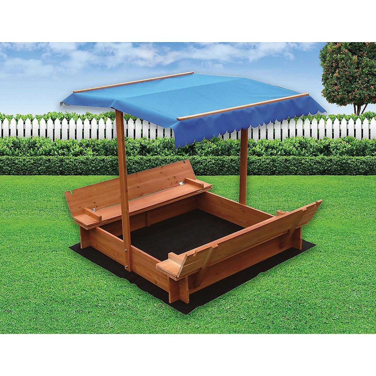 Kids Wooden Toy Sandpit with Canopy.