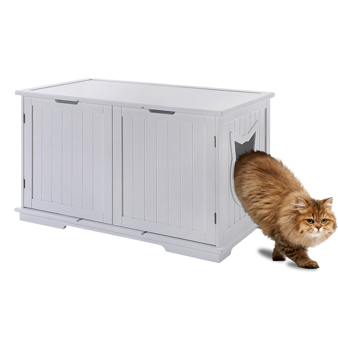 X-Large Cat Washroom Bench Litter Box Enclosure Furniture Box House.