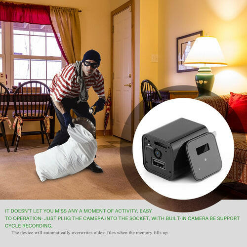 Hidden Camera HD 1080P USB Charger Home Security.