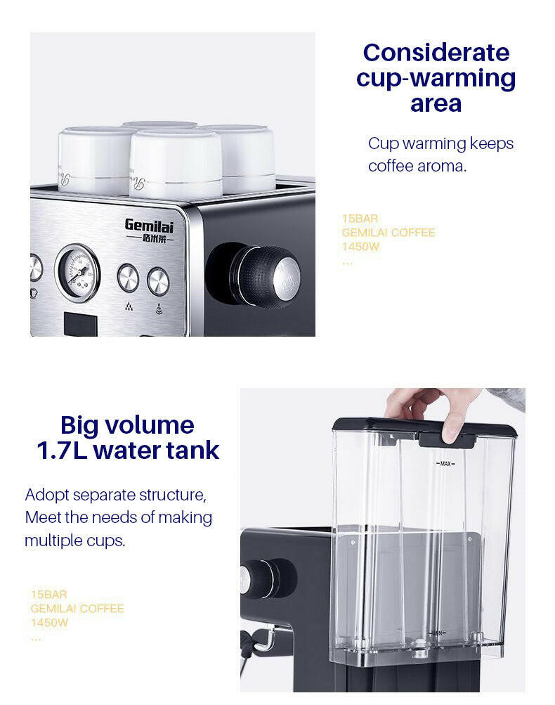 Espresso Coffee Maker Stainless Steel Italian Coffee Machine.