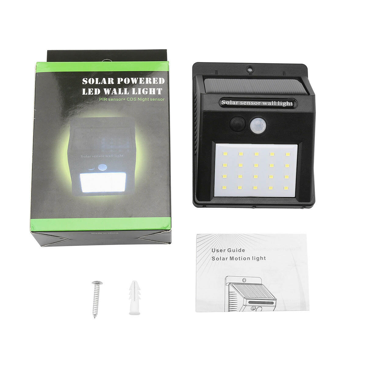 Waterproof 20 LED Solar Motion Sensor Wall Light.