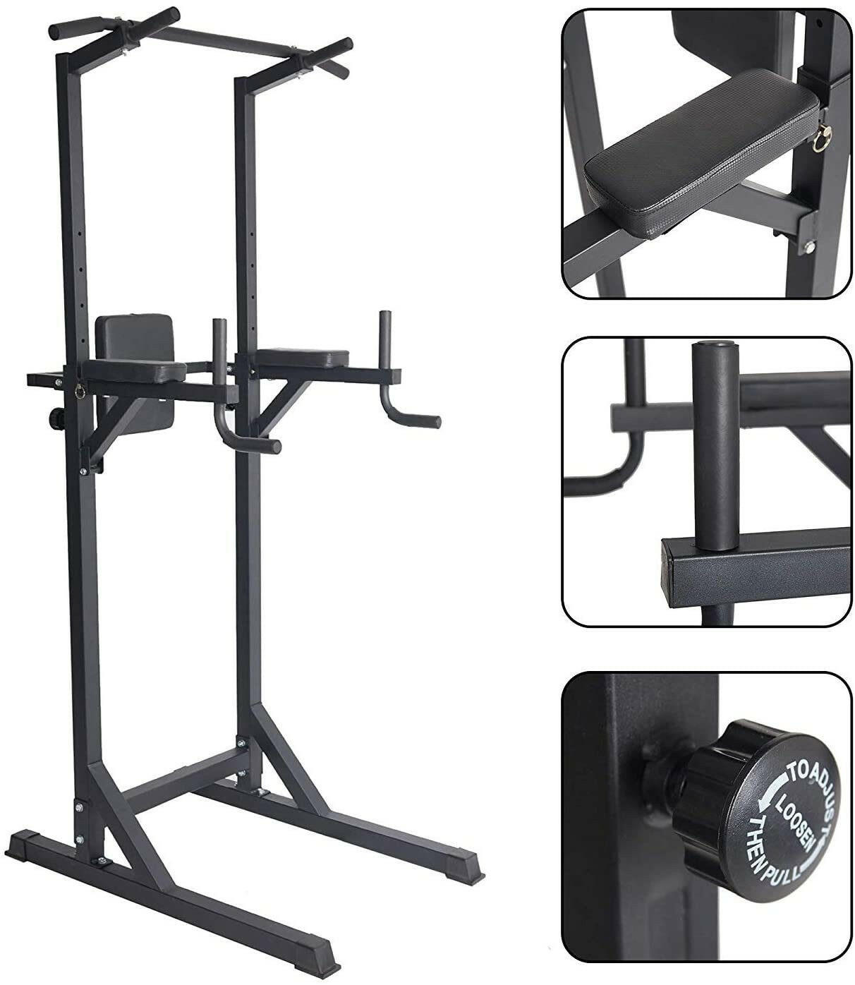 Power Tower Pull Up Strength Training Dip Stand Workout Station.