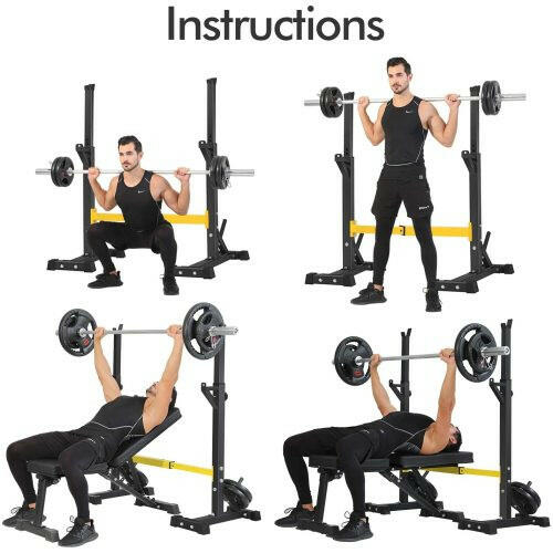 Squat Rack Stand Barbell Free Press Bench Home Gym Dumbbell Racks.