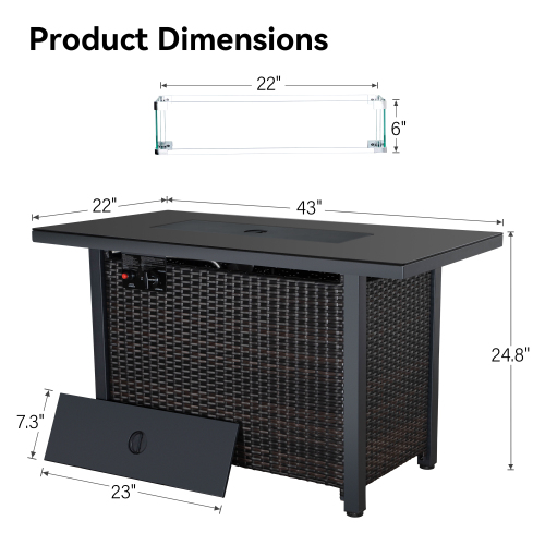 Rattan Propane Outdoor Fire Pit Table with Lid.