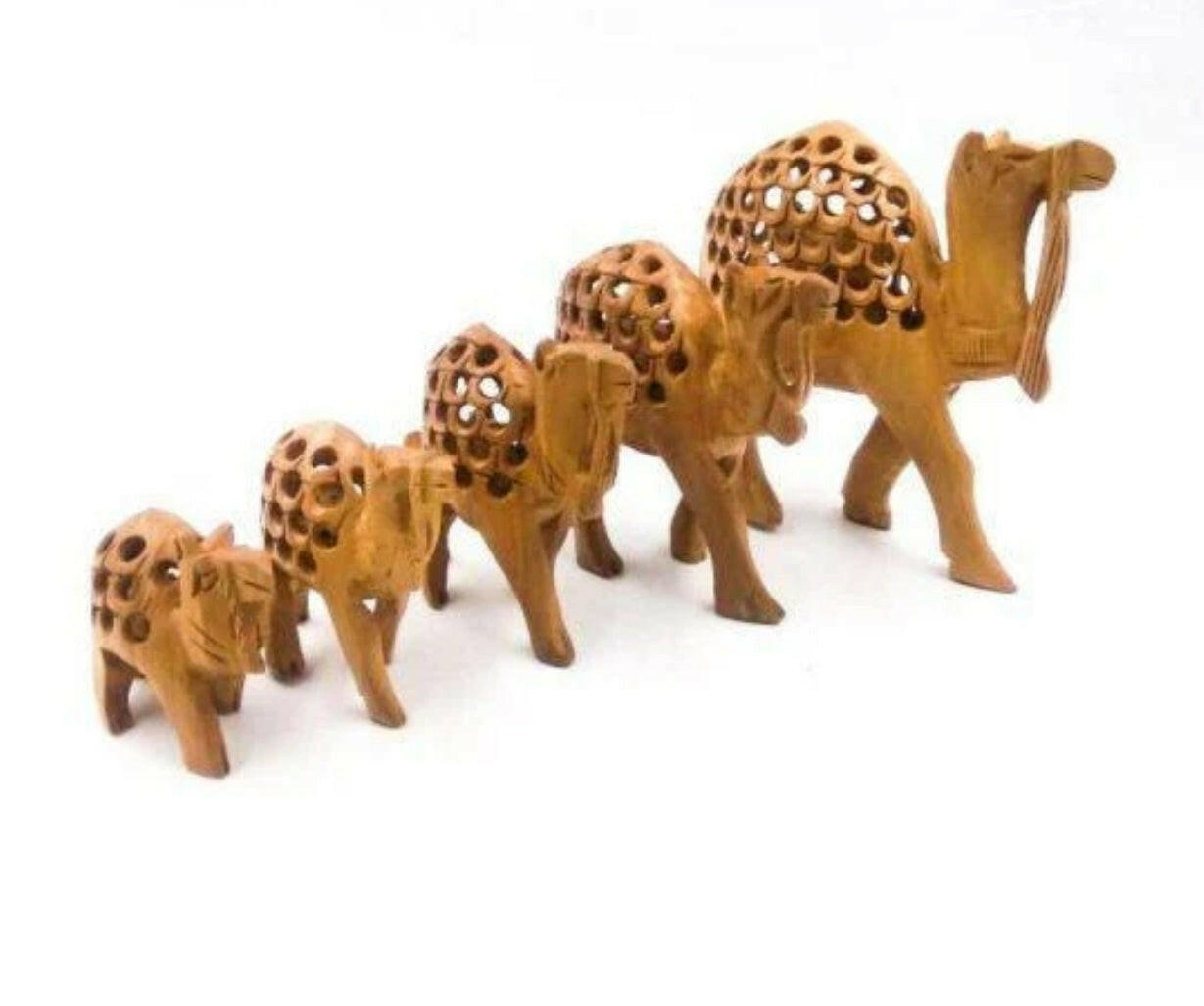 Wooden Camel set of five.