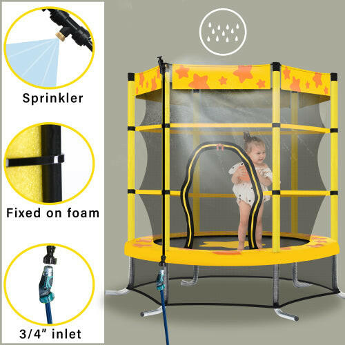 55 Inch Kids Trampoline with Safety Enclosure Net Outdoor Trampoline.