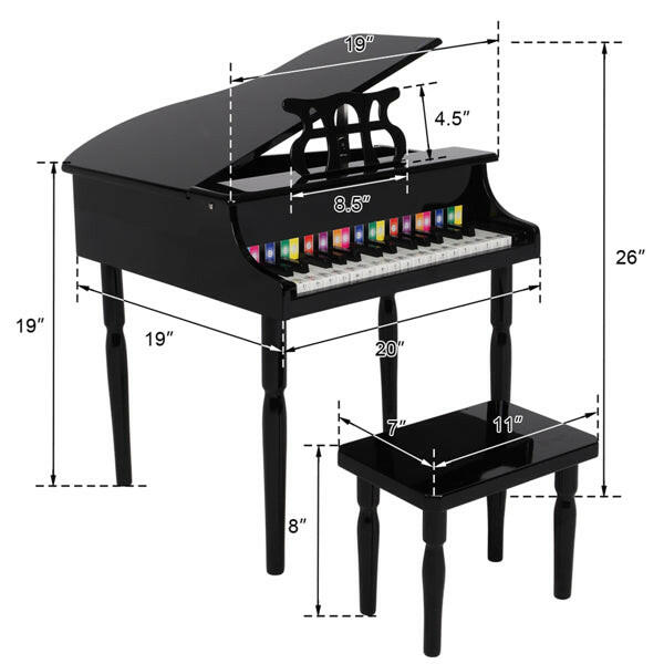 Wooden Toys 30-key Children's Wooden Piano with Music Stand.